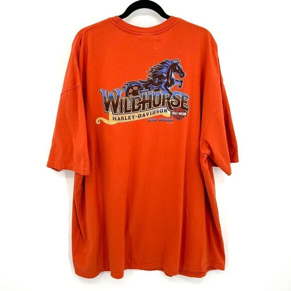 HARLEY DAVIDSON 2012 Orange Wild Horse Bend Oregon Graphic Print T-Shirt 4XL - Picture 2 of 8
